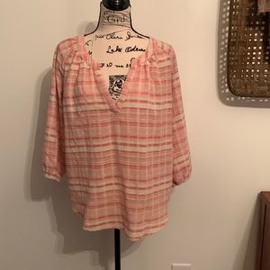 Blue B Peasant Top (Cream & Coral)